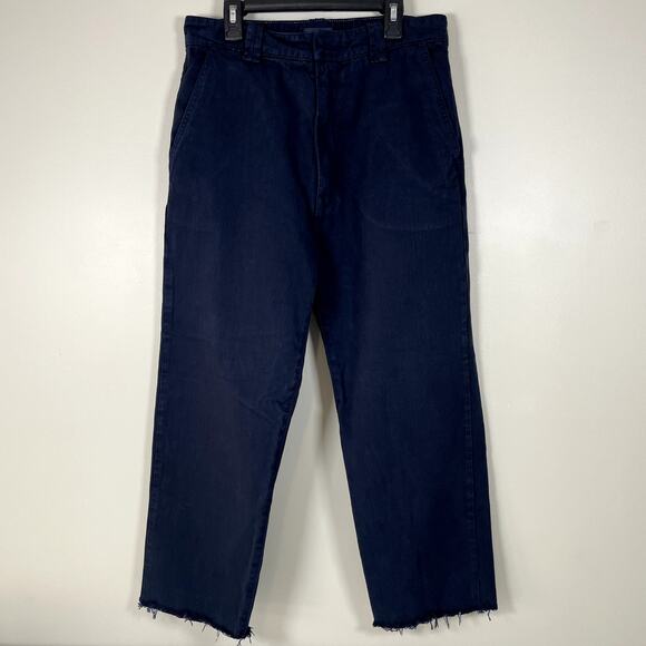 MOTHER Navy Blue The Punk 76 Ankle Pants Raw Hem 26 High Rise USA Premium - Picture 1 of 9